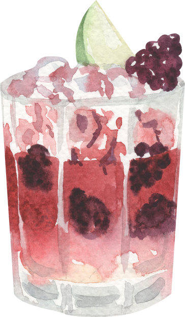 Watercolor bramble cocktail