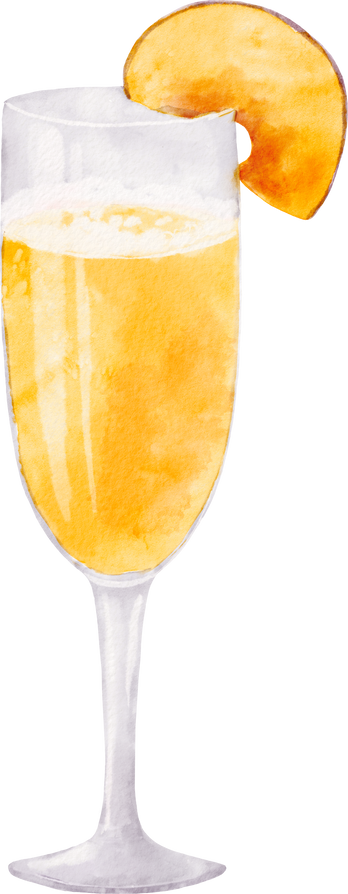 Watercolor cocktail bellini